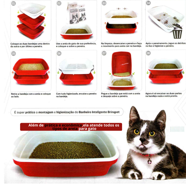 Caixa De Areia Para Gatos Furba Bandeja Higiênica Sanitária Premium c/ 3 peça - Image 3